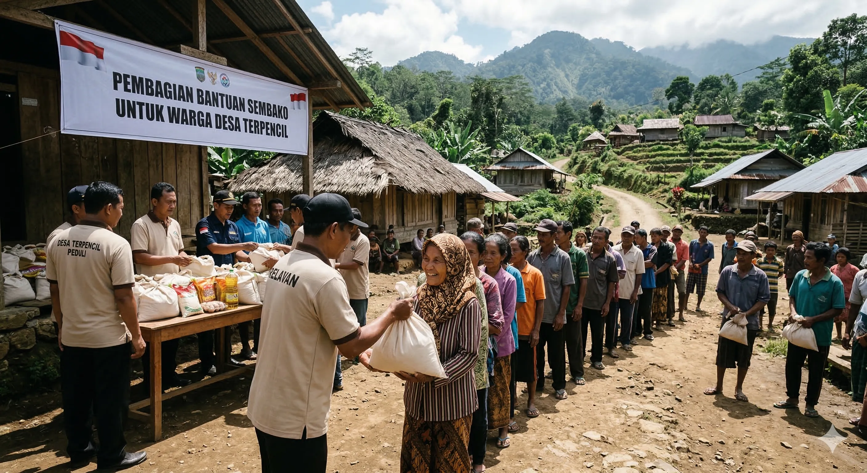 Pembagian Sembako di Desa Terpencil